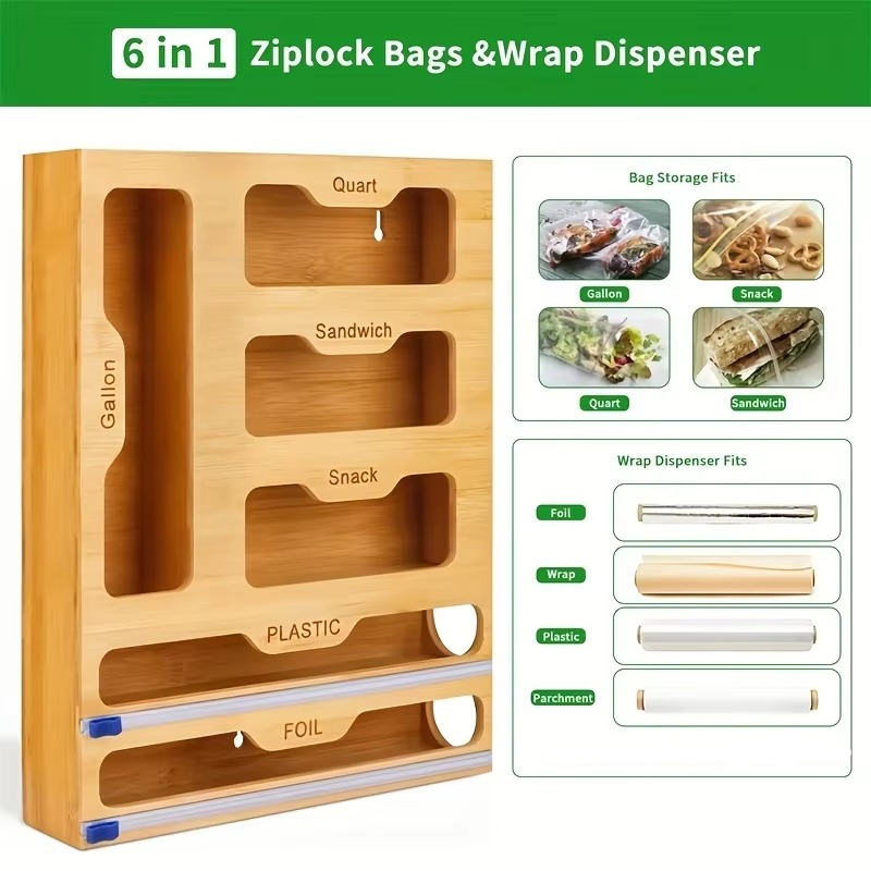 Eco Friendly Kitchen Wrap and Bag Storage With Cutter