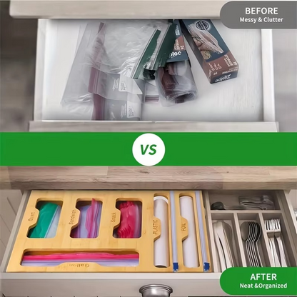 Eco Friendly Kitchen Wrap and Bag Storage With Cutter