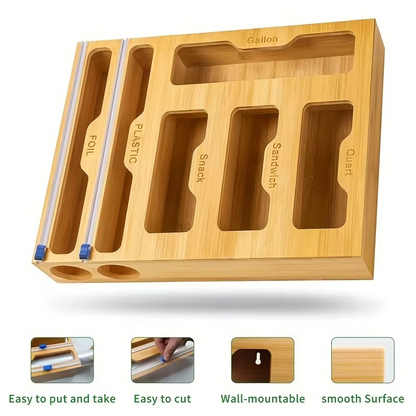 Eco Friendly Kitchen Wrap and Bag Storage With Cutter