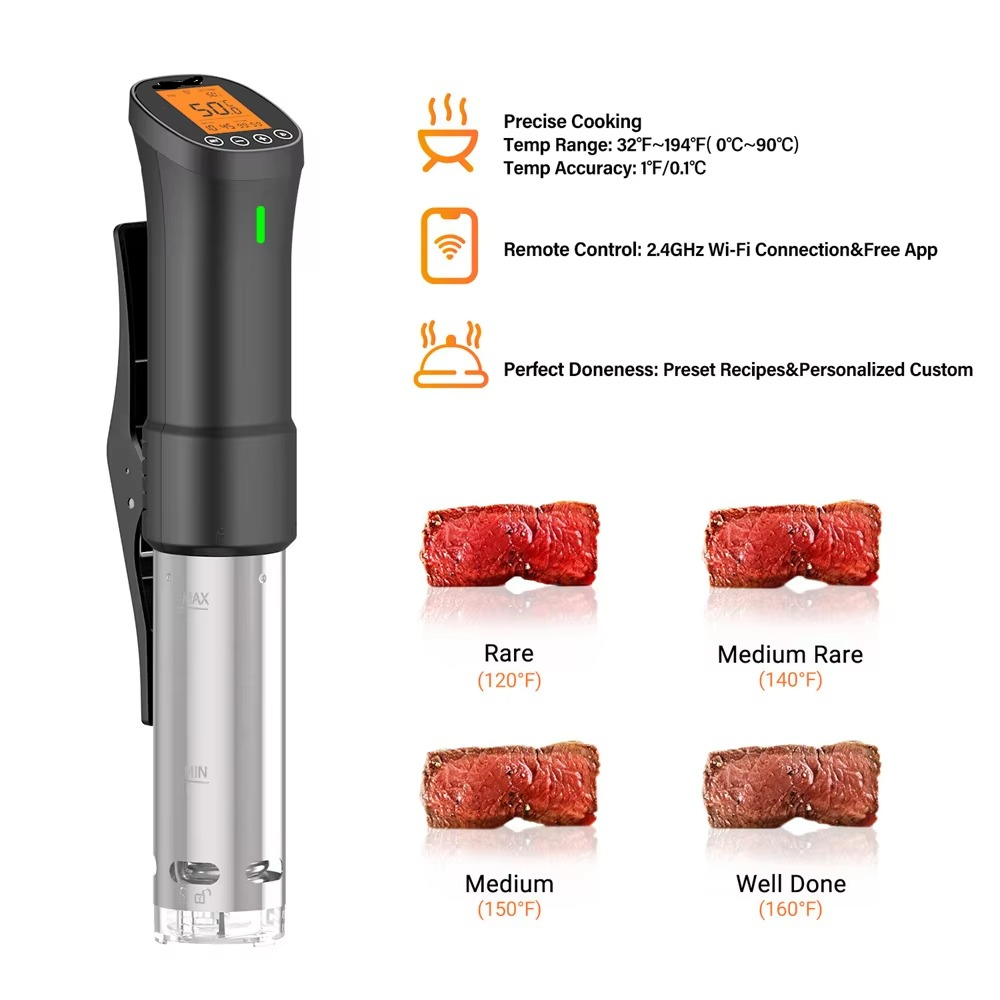 Compact Digital Sous Vide Machine 200W Stainless Steel Cooker