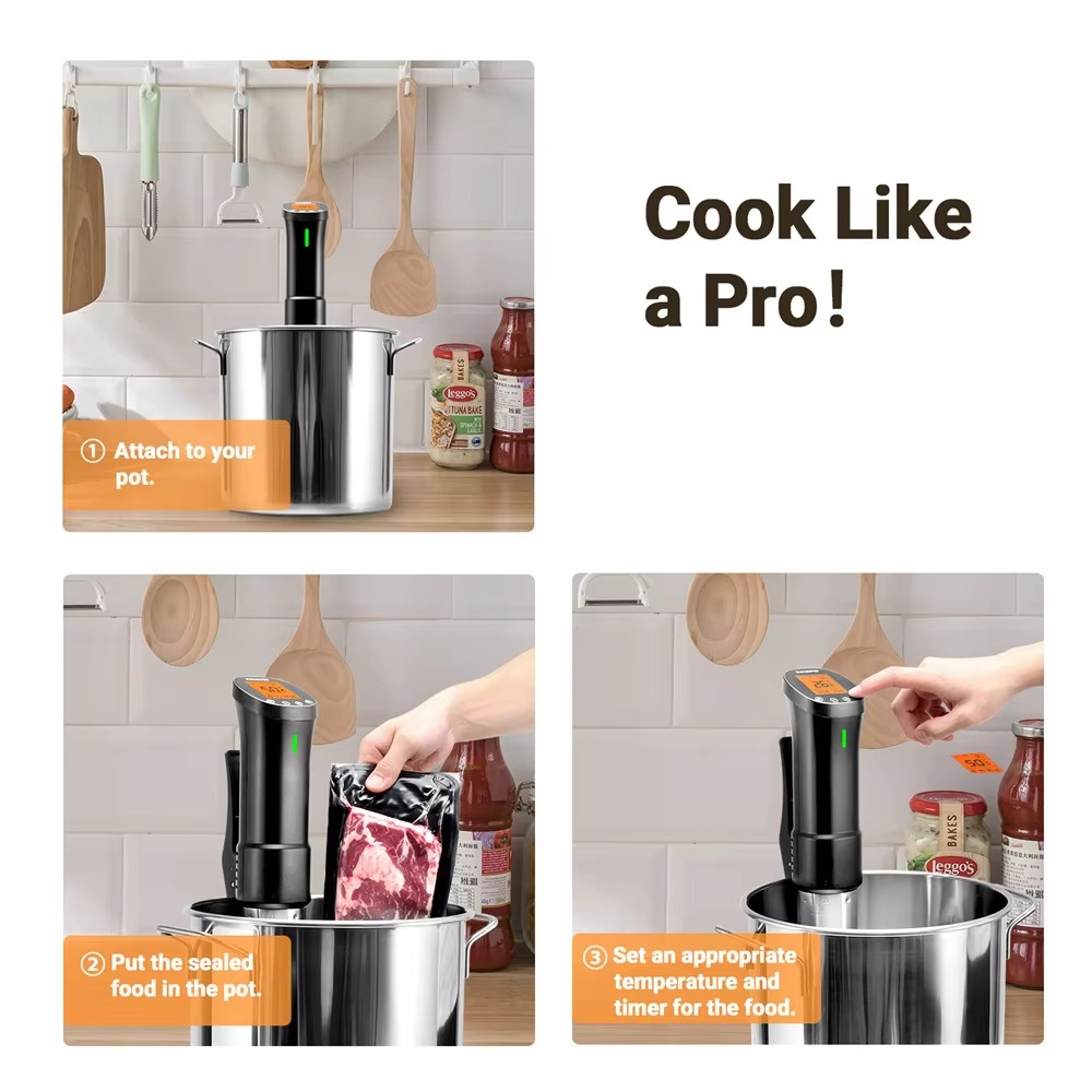 Compact Digital Sous Vide Machine 200W Stainless Steel Cooker