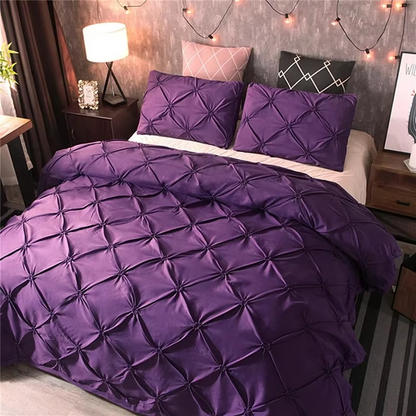 Elegant Dark Pinch Pleat Bedding Set King Size