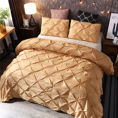 Elegant Dark Pinch Pleat Bedding Set King Size