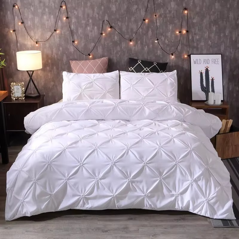 Elegant Dark Pinch Pleat Bedding Set King Size