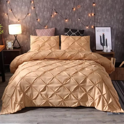 Elegant Dark Pinch Pleat Bedding Set King Size