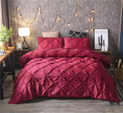 Elegant Dark Pinch Pleat Bedding Set King Size