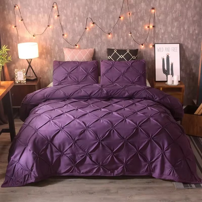 Elegant Dark Pinch Pleat Bedding Set King Size