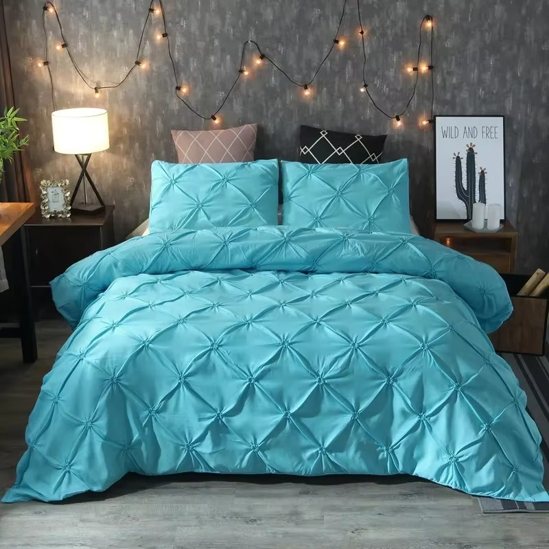 Elegant Dark Pinch Pleat Bedding Set King Size