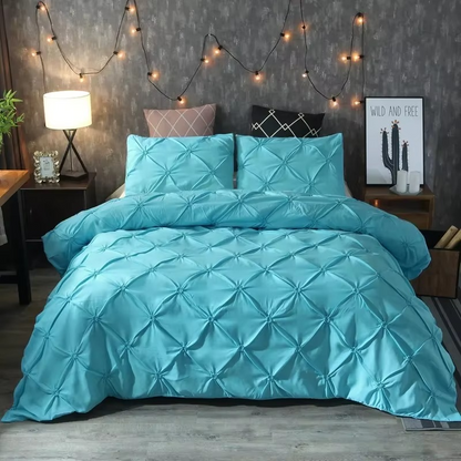 Elegant Dark Pinch Pleat Bedding Set King Size