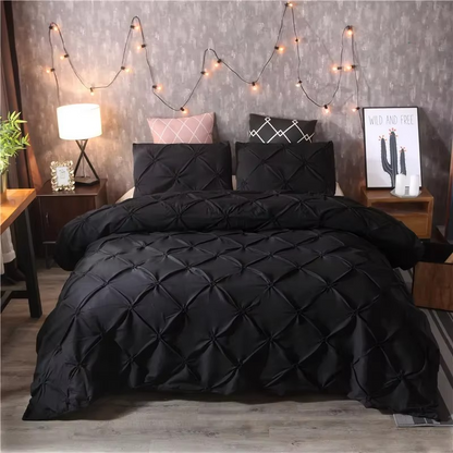 Elegant Dark Pinch Pleat Bedding Set King Size