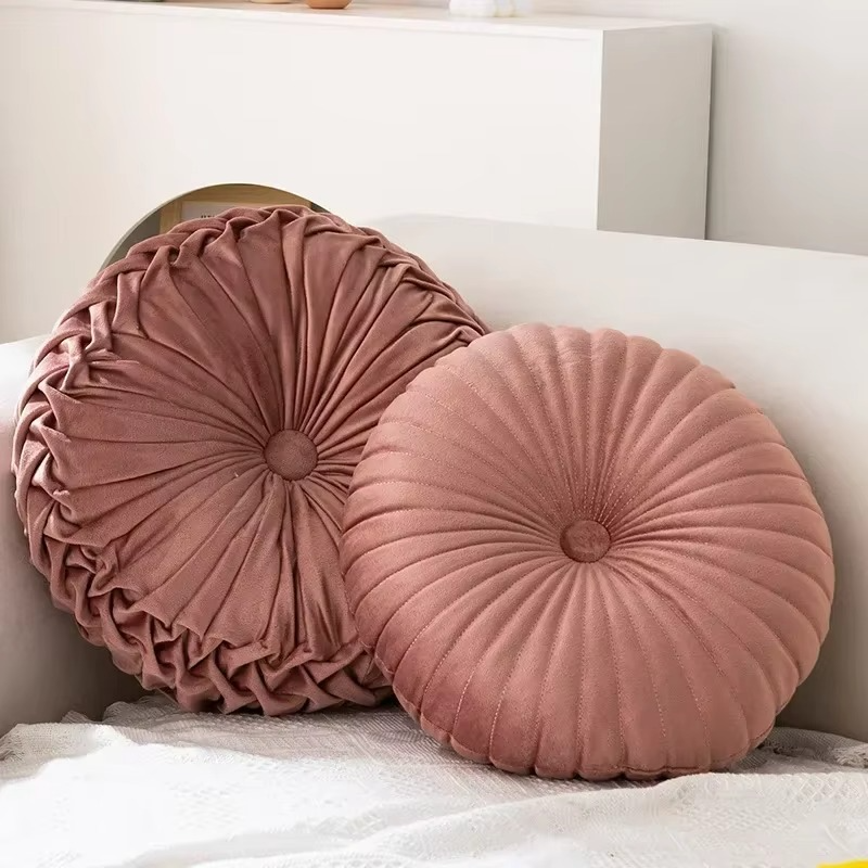 Plush Autumn Pillow Soft Round Cushion for Home Decor - Hehif