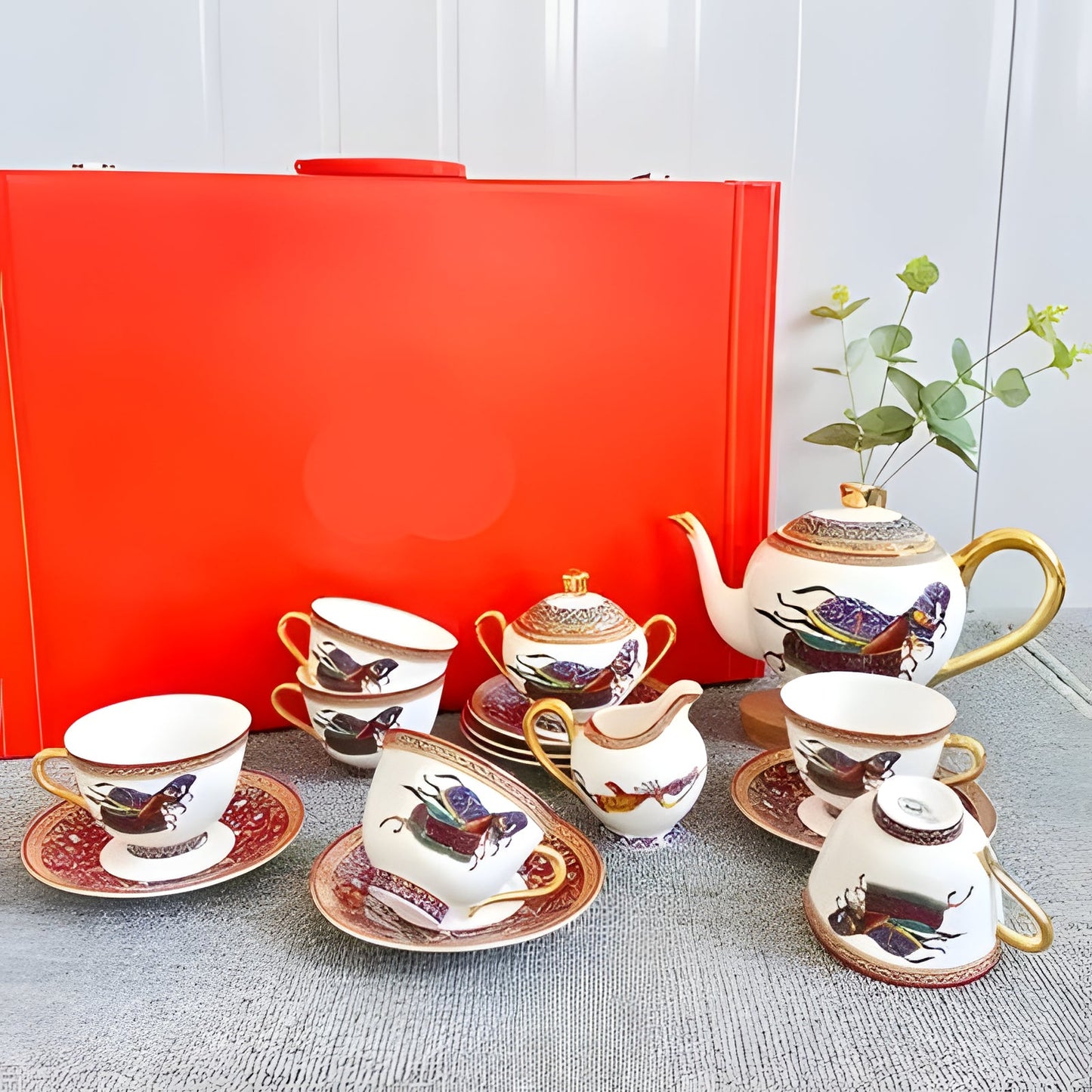 Luxury White Coffee Cups with Gold Trim for Home