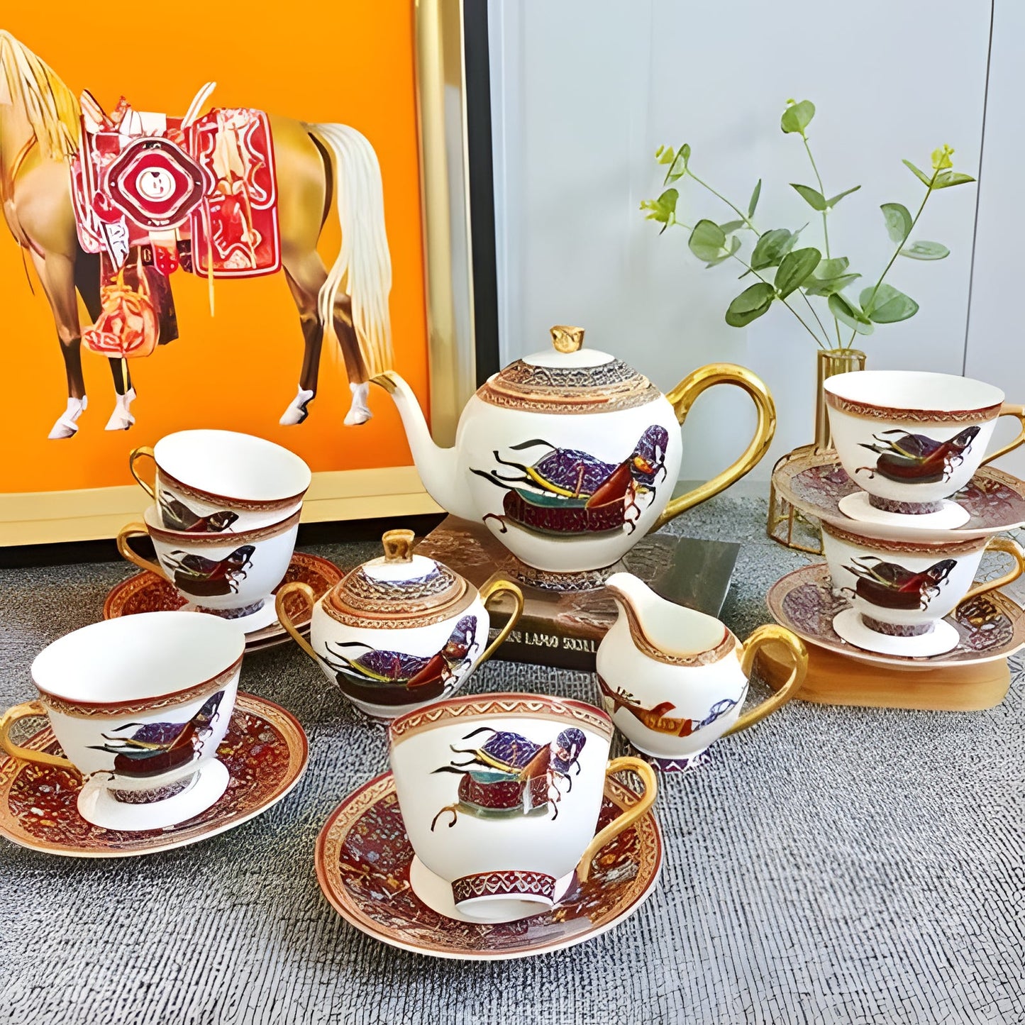 Luxury White Coffee Cups with Gold Trim for Home