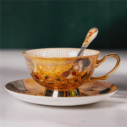 Elegant Porcelain Coffee and Tea Set with Romantic Art