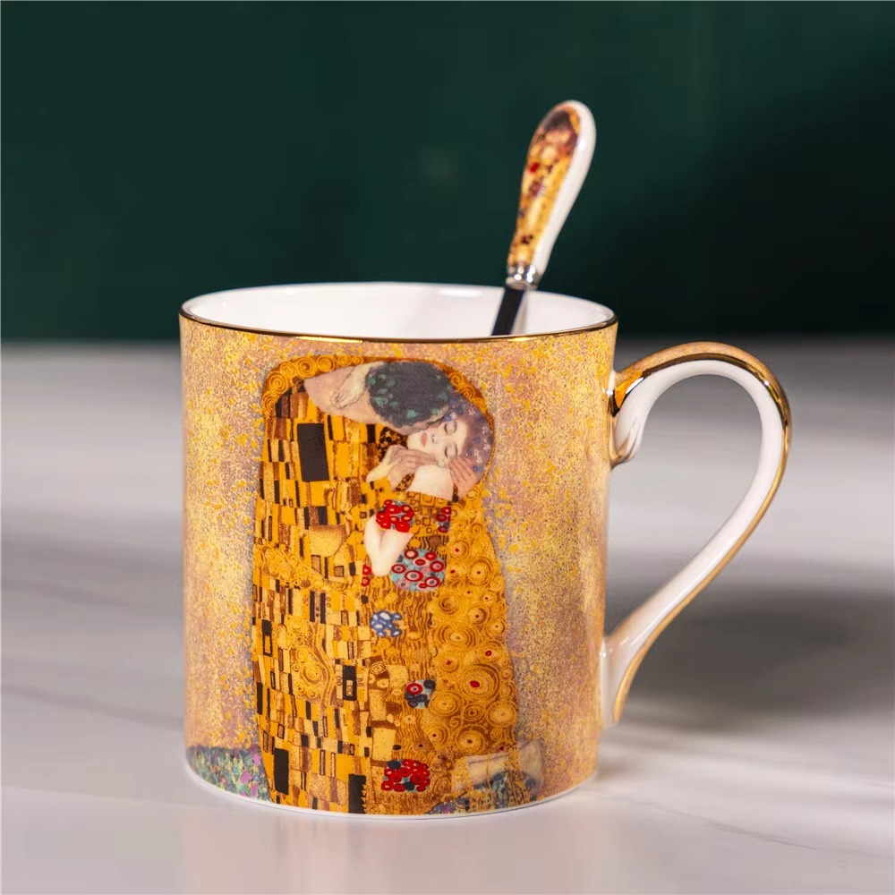 Elegant Porcelain Coffee and Tea Set with Romantic Art