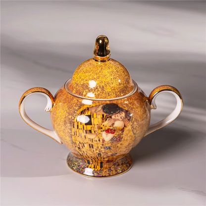 Elegant Porcelain Coffee and Tea Set with Romantic Art