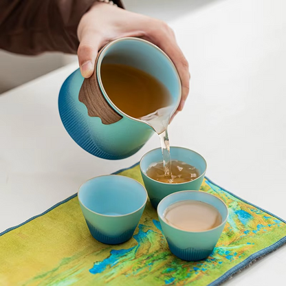 Compact Colorful Travel Tea Infuser Set with Pot and Cups
