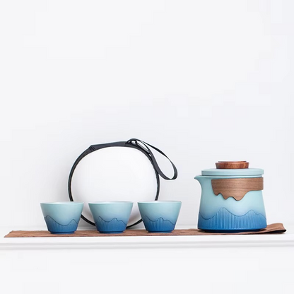 Compact Colorful Travel Tea Infuser Set with Pot and Cups