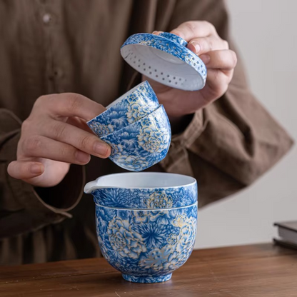 Compact Ceramic Travel Tea Kit with Pot and Cups