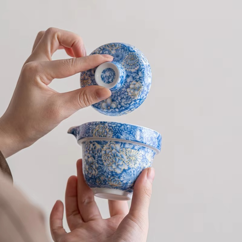 Compact Ceramic Travel Tea Kit with Pot and Cups