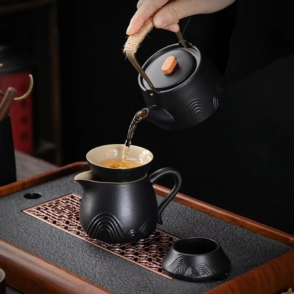 Traditional Chinese Tea Set with Safe Handle Teapot and Cups