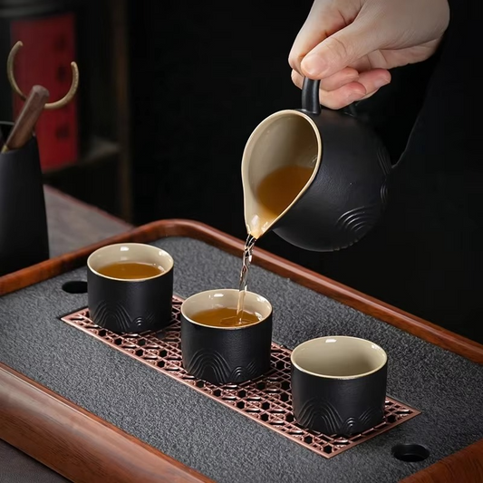 Traditional Chinese Tea Set with Safe Handle Teapot and Cups - Hehif