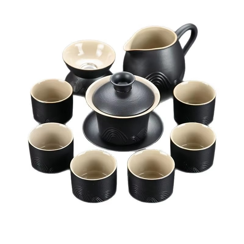 Traditional Chinese Tea Set with Safe Handle Teapot and Cups