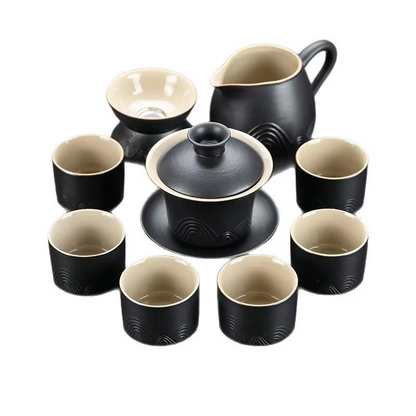 Traditional Chinese Tea Set with Safe Handle Teapot and Cups