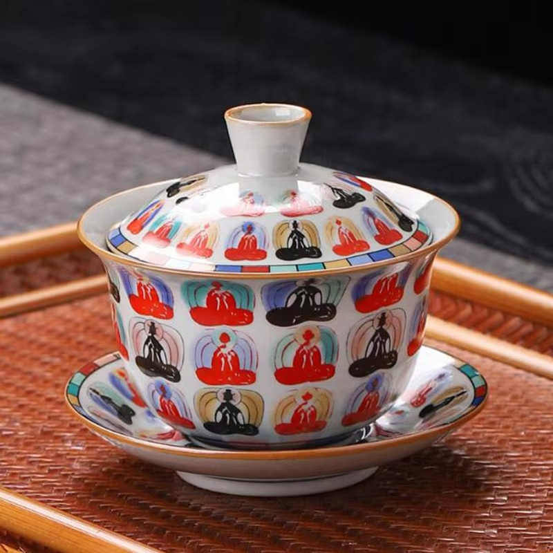 Chinese Ceramic Teapot Infuser and Cup Set