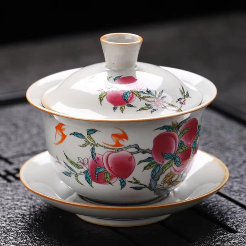 Chinese Ceramic Teapot Infuser and Cup Set