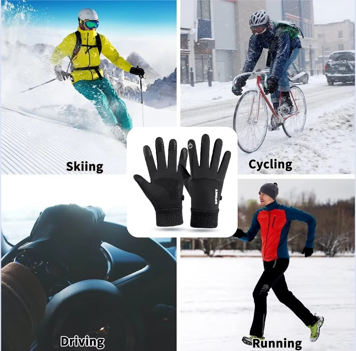 Warm Waterproof Gloves for Cold Weather Sports
