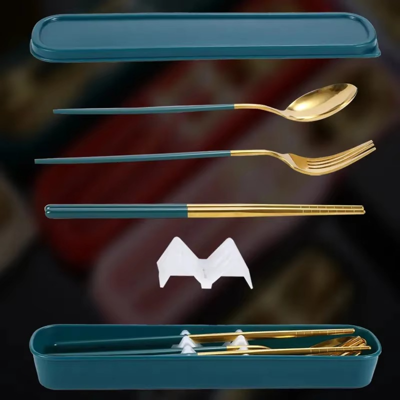 Travel 3-Piece Stainless Steel Utensil Set with Fork, Spoon, Chopsticks