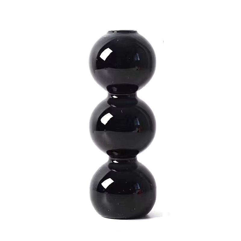 Clear Glass Round Vase Desktop Planter for Home Decor