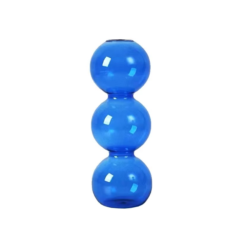 Clear Glass Round Vase Desktop Planter for Home Decor