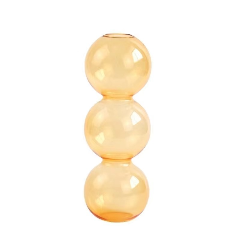 Clear Glass Round Vase Desktop Planter for Home Decor