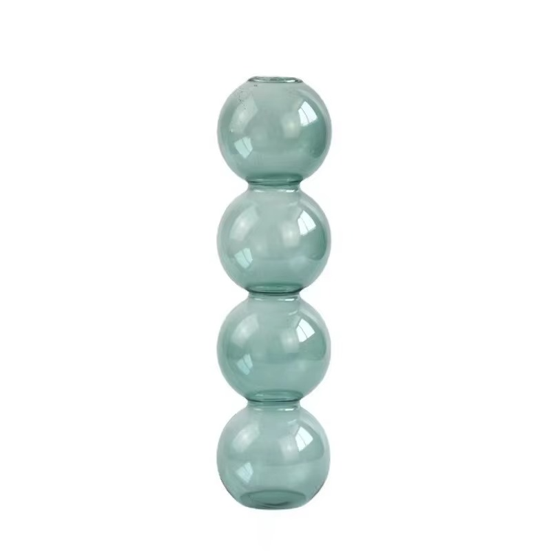 Clear Glass Round Vase Desktop Planter for Home Decor