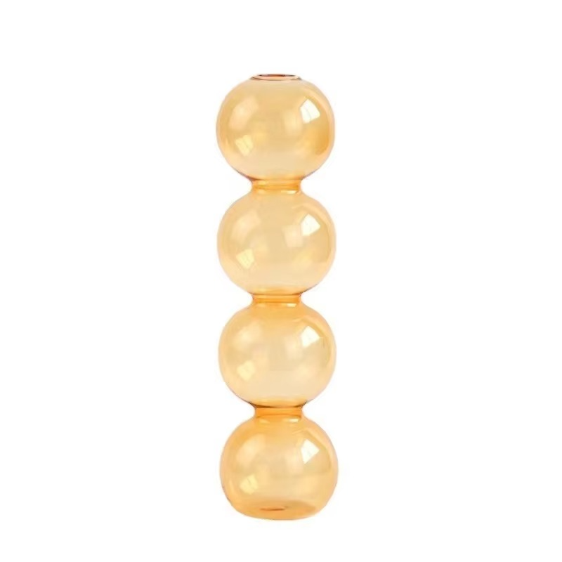 Clear Glass Round Vase Desktop Planter for Home Decor