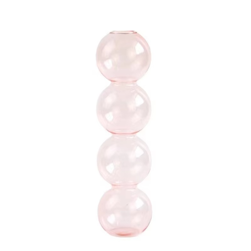 Clear Glass Round Vase Desktop Planter for Home Decor