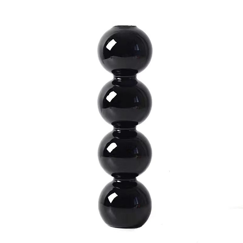 Clear Glass Round Vase Desktop Planter for Home Decor
