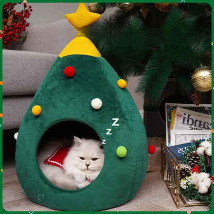 Warm Plush Cat House for Christmas