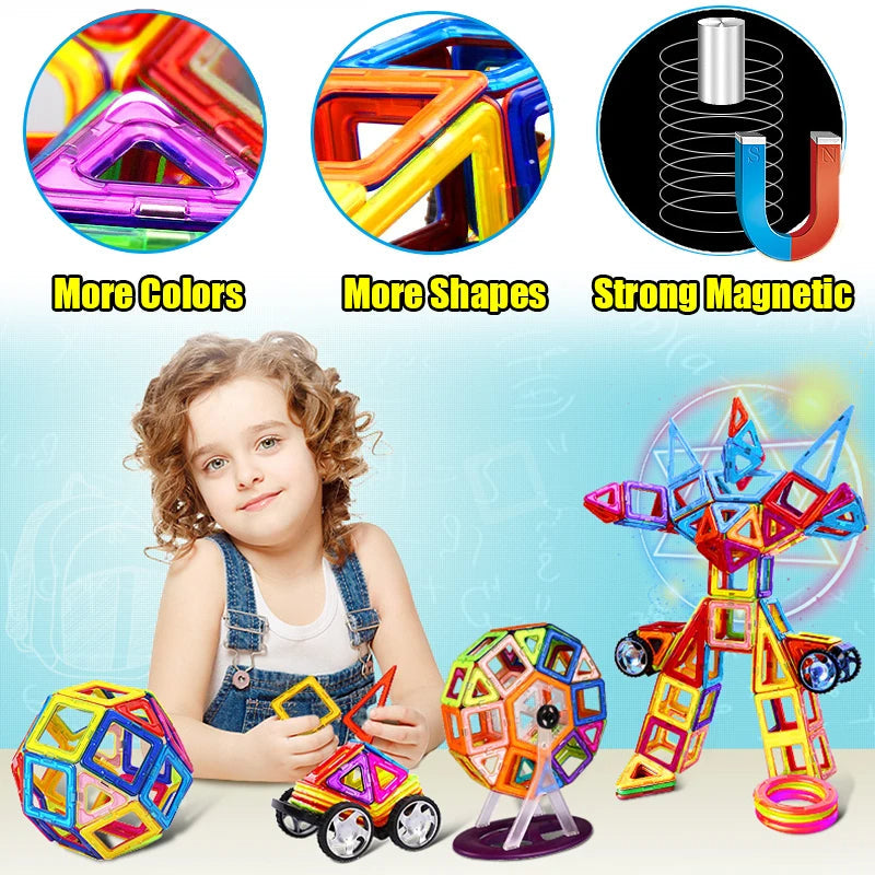 Colorful Kids Magnetic Construction Blocks Set