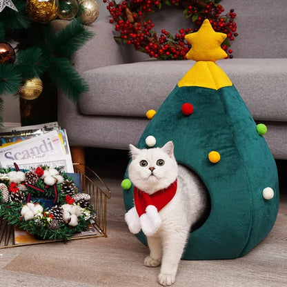 Warm Plush Cat House for Christmas