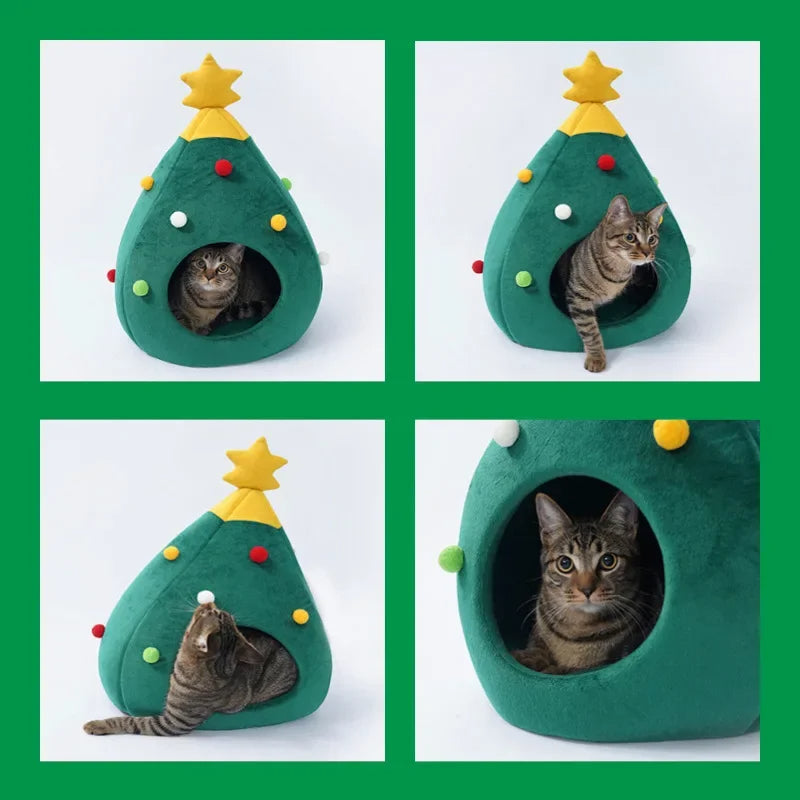 Warm Plush Cat House for Christmas