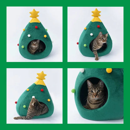 Warm Plush Cat House for Christmas