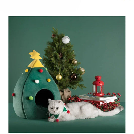 Warm Plush Cat House for Christmas - Hehif