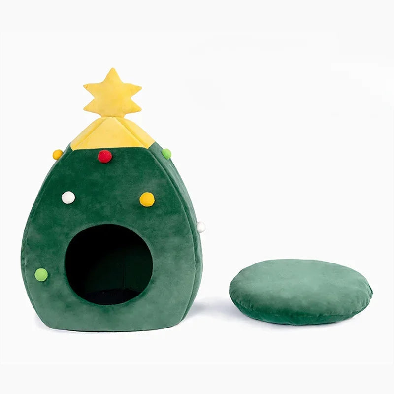Warm Plush Cat House for Christmas