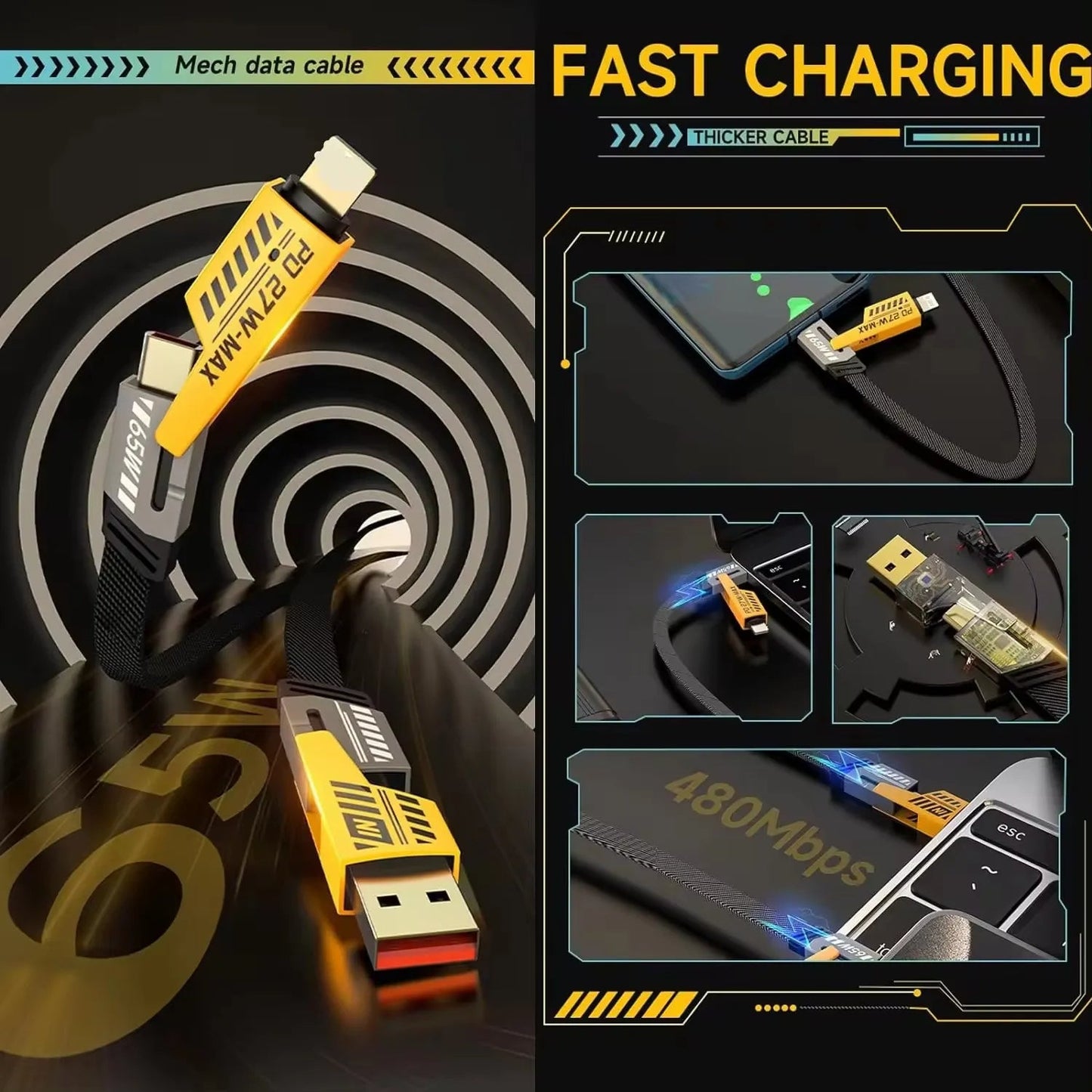Fast 4in1 65W USB Charger Cable