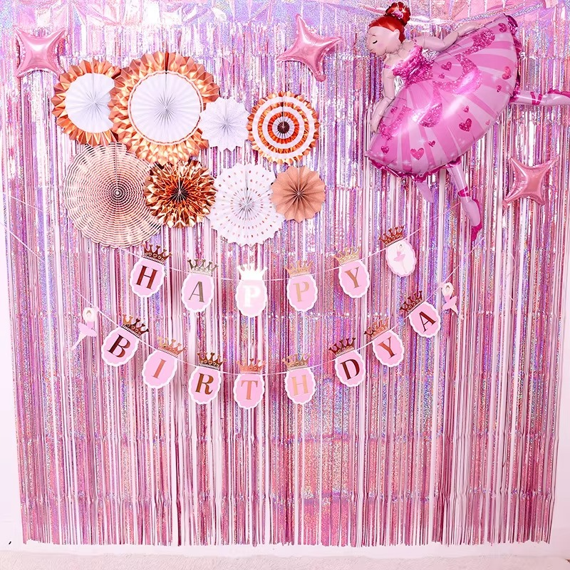 Rosy Glitter Backdrop Curtain for Photo Booths and Decor