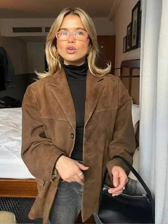 Classic Tan Leather Blazer