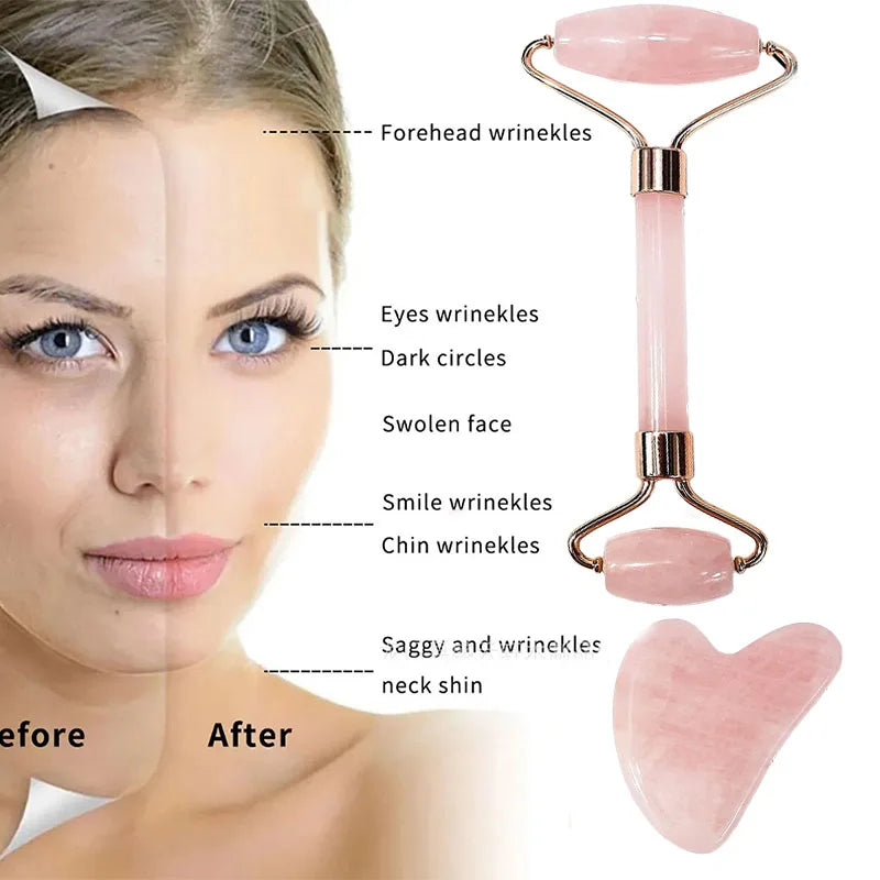 Natural Face Massage Gua Sha and Jade Set